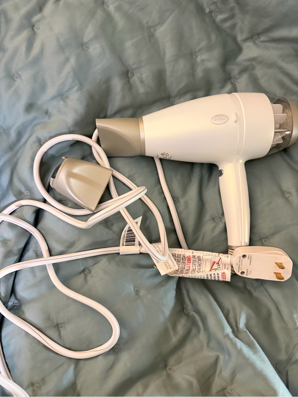 Drybar White and Gold Travel Hair Dryer